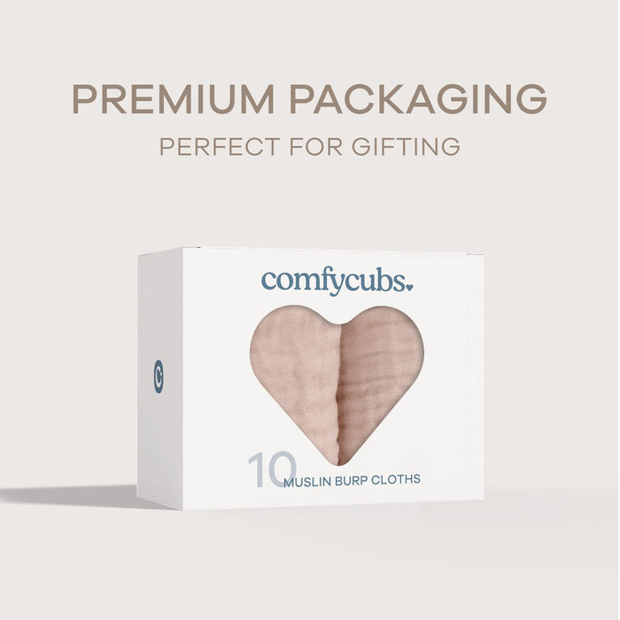 Muslin Burp Cloths by Comfy Cubs - Blush Muslin Burp Cloths Comfy Cubs