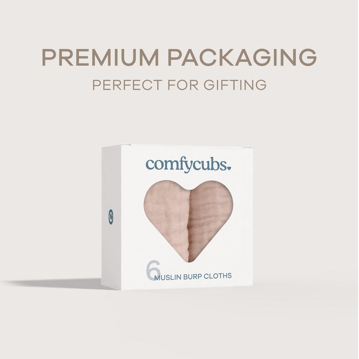 Muslin Burp Cloths by Comfy Cubs - Blush Muslin Burp Cloths Comfy Cubs