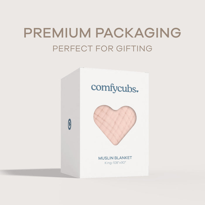 Adult Muslin Blanket by Comfy Cubs in Blush Muslin Comfy Cubs