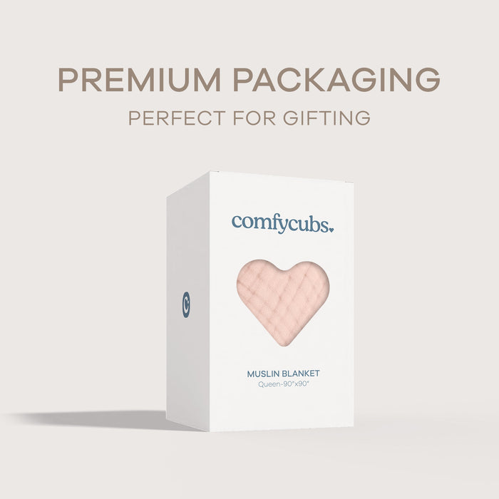 Adult Muslin Blanket by Comfy Cubs in Blush Muslin Comfy Cubs