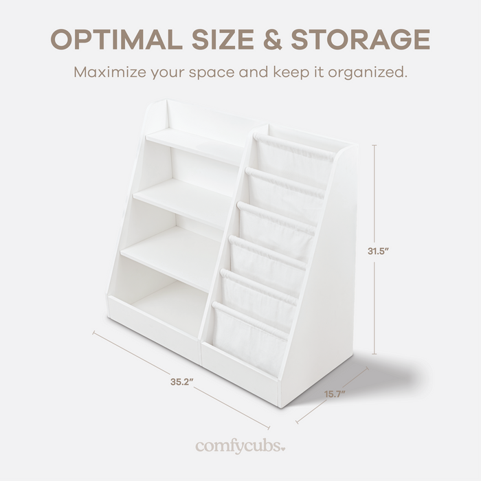 Kids Bookshelf - White Book Shelves Comfy Cubs