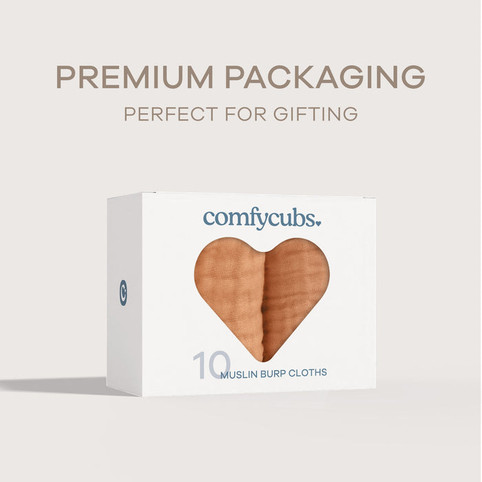 Muslin Burp Cloths by Comfy Cubs - Caramel Muslin Burp Cloths Comfy Cubs