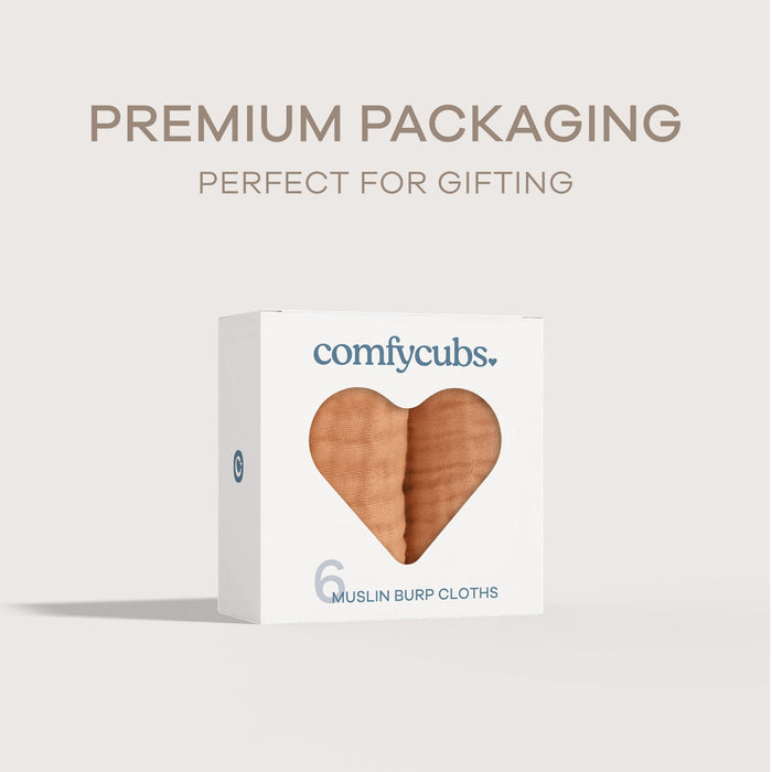 Muslin Burp Cloths by Comfy Cubs - Caramel Muslin Burp Cloths Comfy Cubs