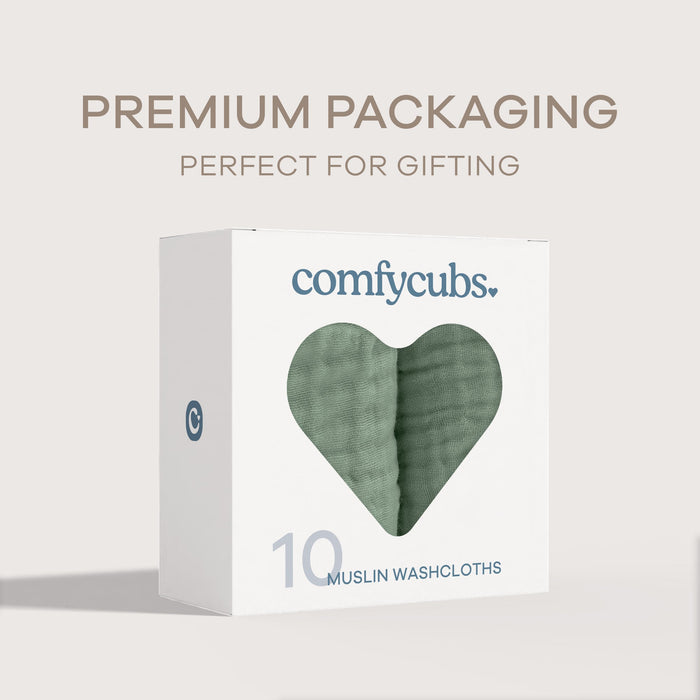 Muslin Washcloths by Comfy Cubs - Fern Washcloths Comfy Cubs