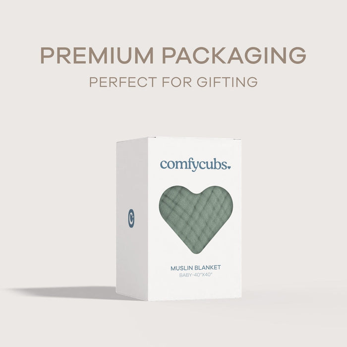 Baby Muslin Blanket by Comfy Cubs in Fern Muslin Comfy Cubs