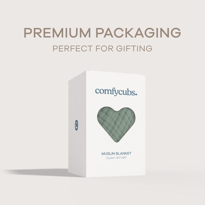 Adult Muslin Blanket by Comfy Cubs in Fern Muslin Comfy Cubs