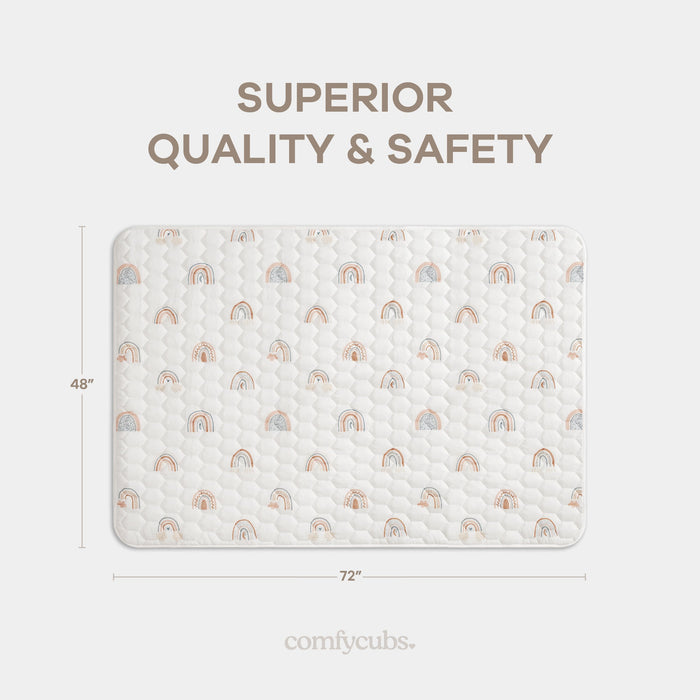 Play Mat with Non-Slip Bottom - Rainbow Comfy Cubs