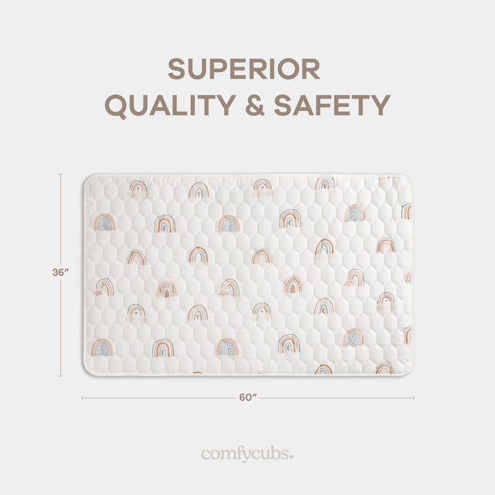 Play Mat with Non-Slip Bottom - Rainbow Comfy Cubs