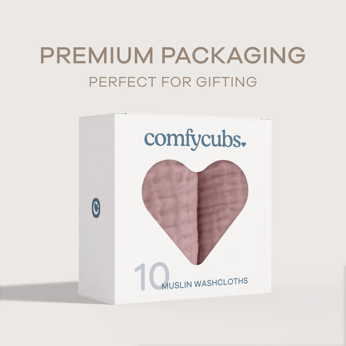 Muslin Washcloths by Comfy Cubs - Mauve Washcloths Comfy Cubs