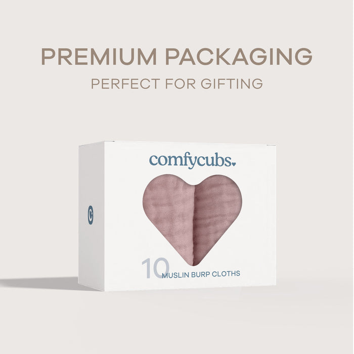 Muslin Burp Cloths by Comfy Cubs - Mauve Muslin Burp Cloths Comfy Cubs