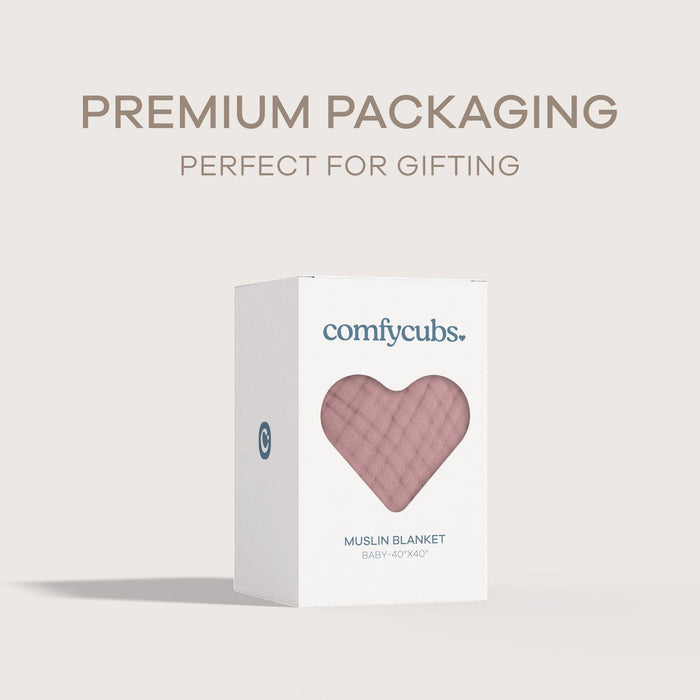 Baby Muslin Blanket by Comfy Cubs in Mauve Muslin Comfy Cubs