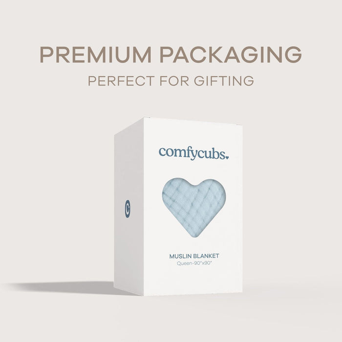 Adult Muslin Blanket by Comfy Cubs in Sky Blue Muslin Comfy Cubs