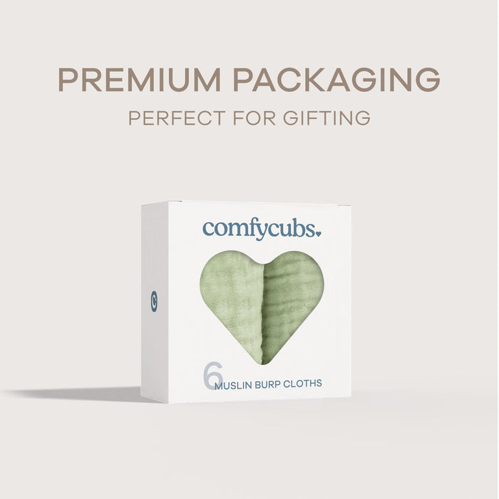 Muslin Burp Cloths by Comfy Cubs - Sage Muslin Burp Cloths Comfy Cubs