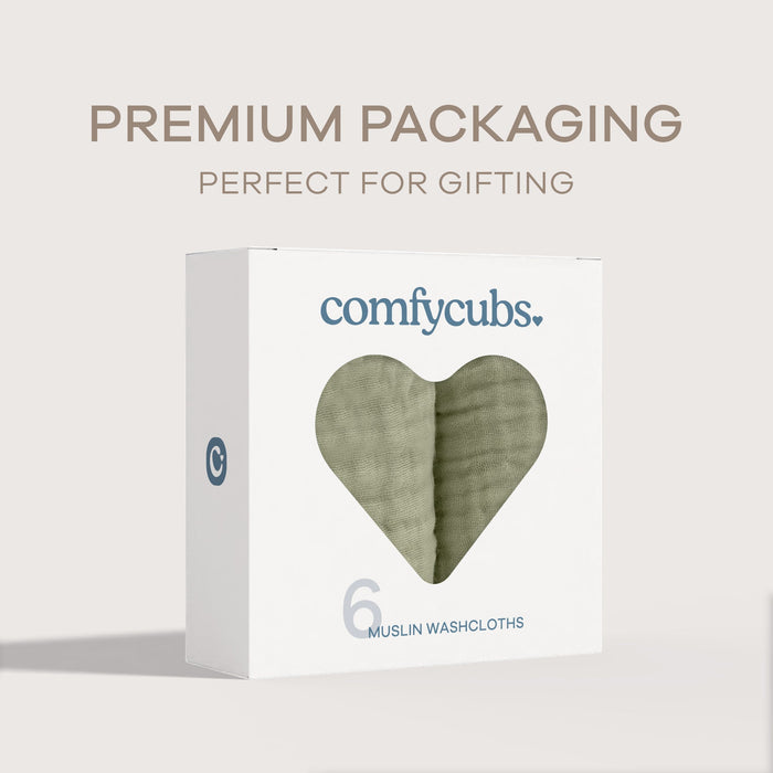 Muslin Washcloths by Comfy Cubs - Sage Washcloths Comfy Cubs
