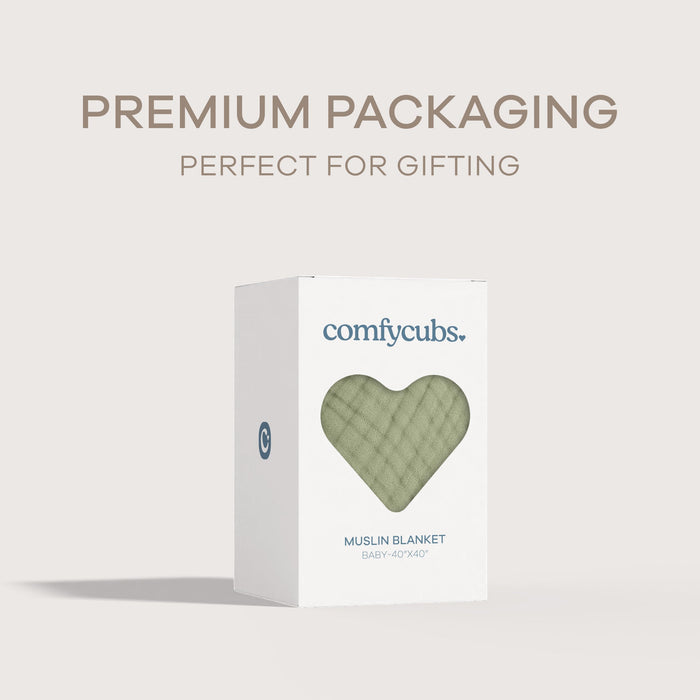 Baby Muslin Blanket by Comfy Cubs in Sage Muslin Comfy Cubs