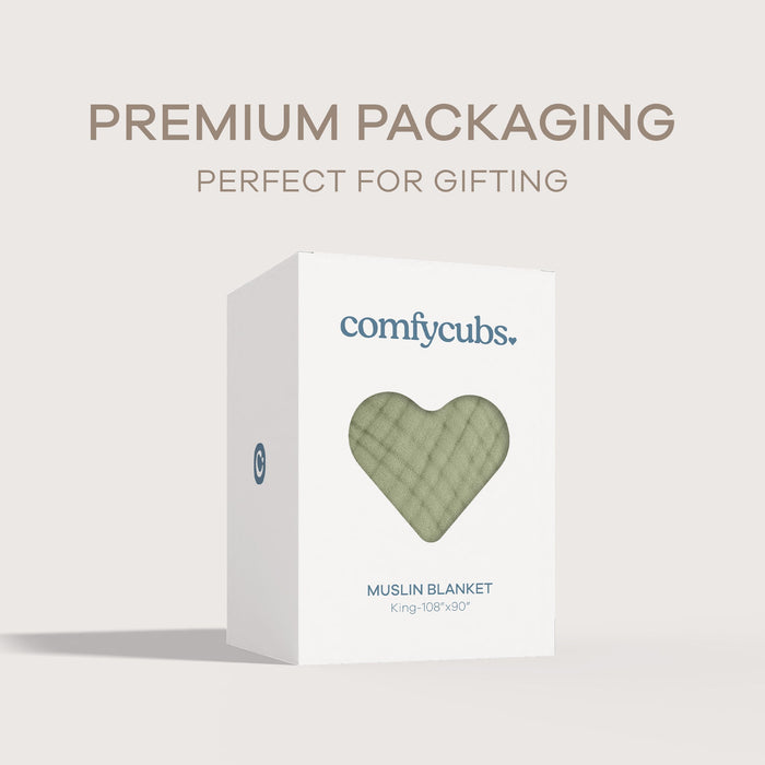 Adult Muslin Blanket by Comfy Cubs in Sage Muslin Comfy Cubs