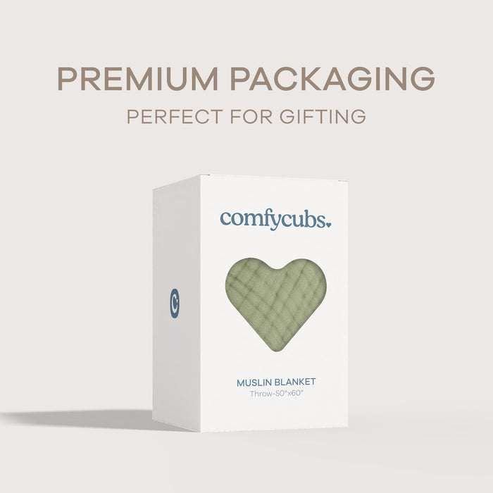 Adult Muslin Blanket by Comfy Cubs in Sage Muslin Comfy Cubs