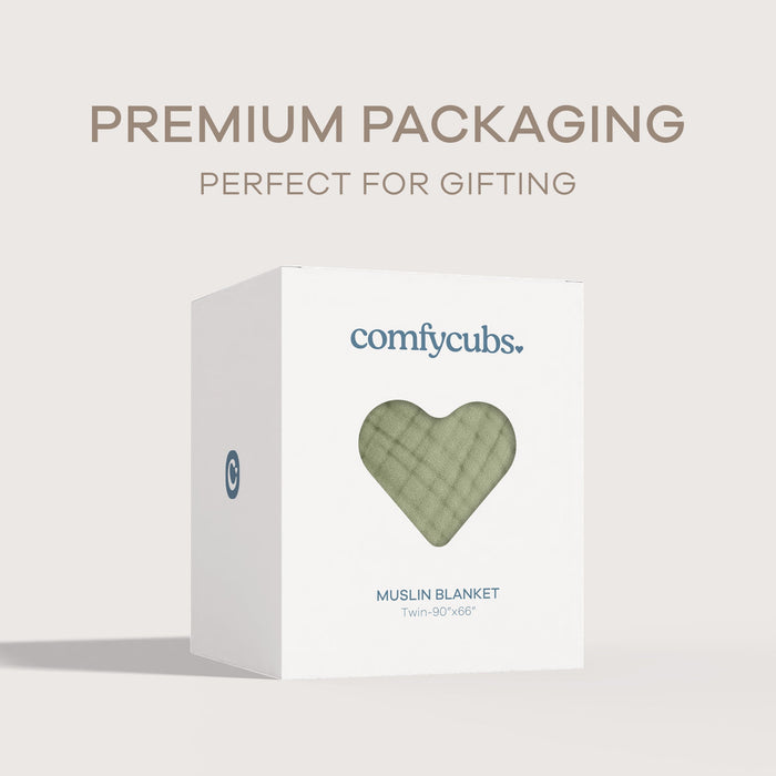 Adult Muslin Blanket by Comfy Cubs in Sage Muslin Comfy Cubs