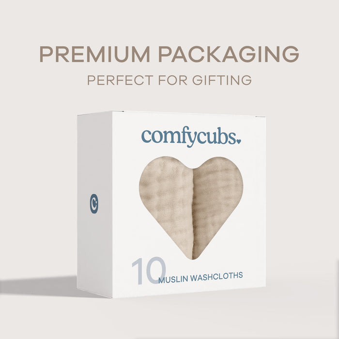 Muslin Washcloths by Comfy Cubs - Sand Washcloths Comfy Cubs