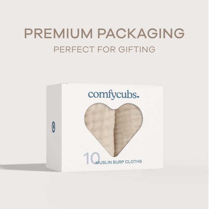 Muslin Burp Cloths by Comfy Cubs - Sand Muslin Burp Cloths Comfy Cubs