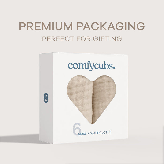 Muslin Washcloths by Comfy Cubs - Sand Washcloths Comfy Cubs