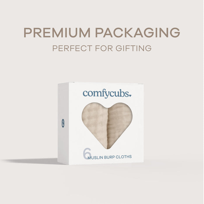 Muslin Burp Cloths by Comfy Cubs - Sand Muslin Burp Cloths Comfy Cubs