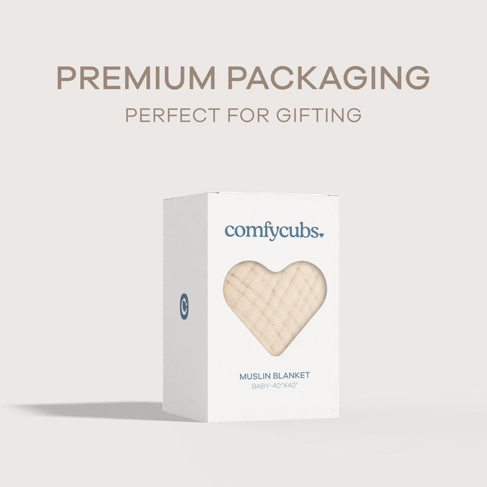 Baby Muslin Blanket by Comfy Cubs in Sand Muslin Comfy Cubs