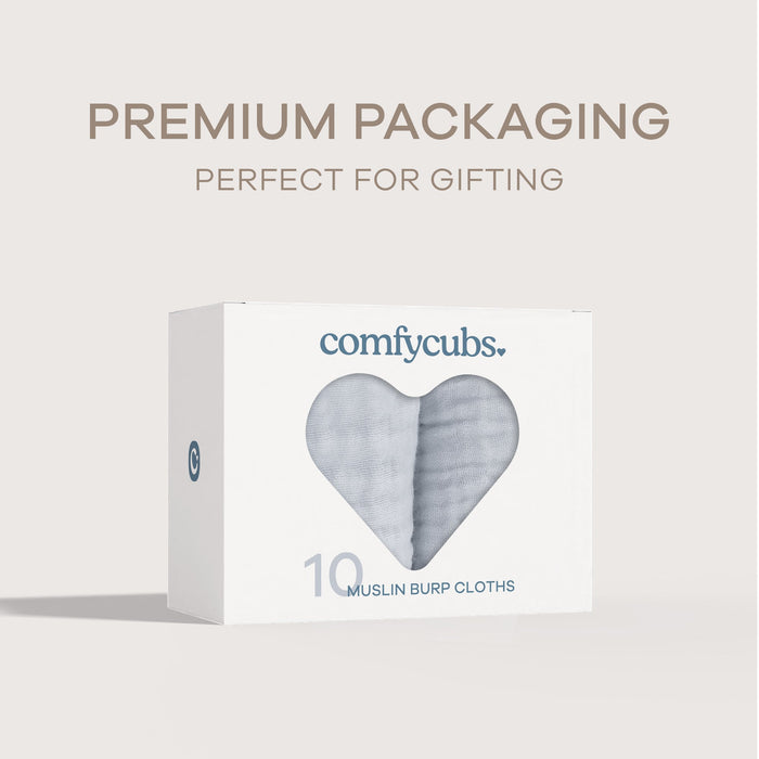 Muslin Burp Cloths by Comfy Cubs - Slate Muslin Burp Cloths Comfy Cubs