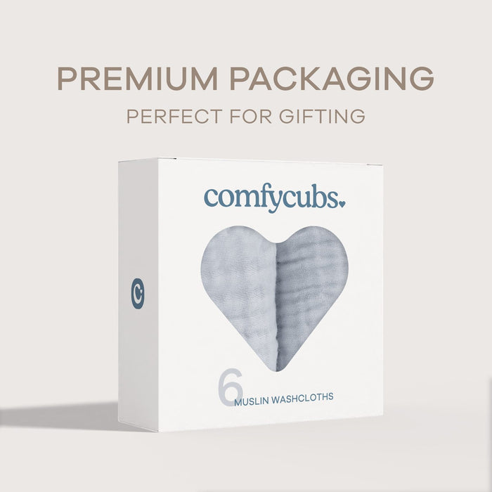 Muslin Washcloths by Comfy Cubs - Slate Washcloths Comfy Cubs