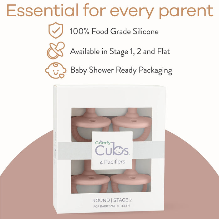 Pacifiers, 4 Pack by Comfy Cubs - Pink Blush Stage 2 Pacifiers Comfy Cubs