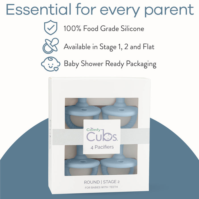 Pacifiers, 4 Pack by Comfy Cubs - Sky Blue Stage 2 Pacifiers Comfy Cubs