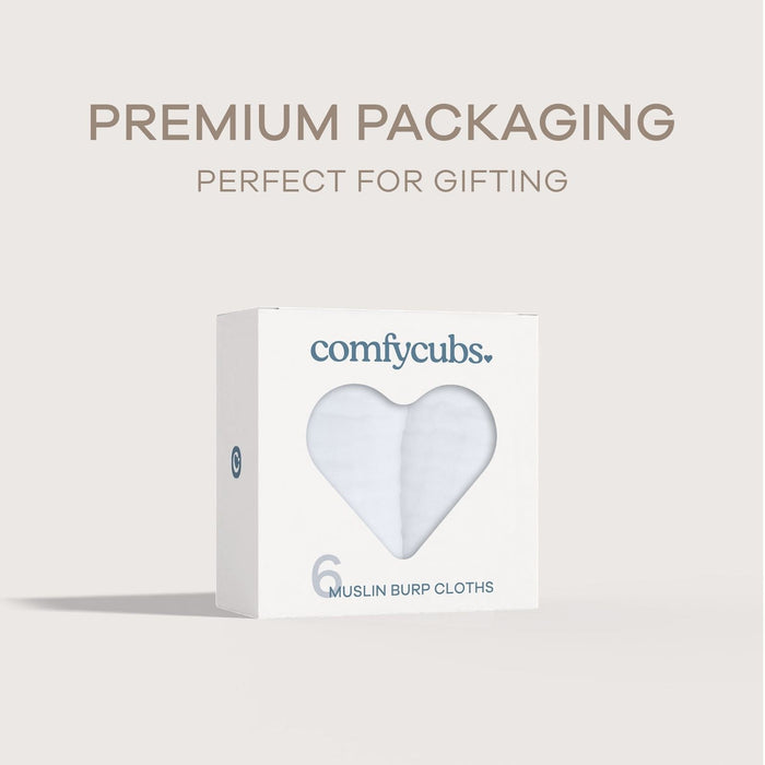 Muslin Burp Cloths by Comfy Cubs - White Muslin Burp Cloths Comfy Cubs