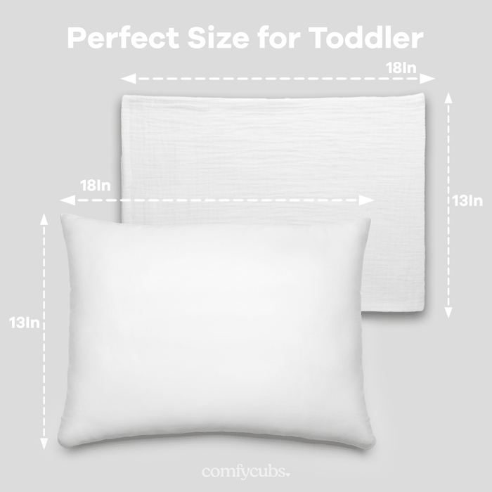 Toddler Pillows with Soft Muslin Pillow Case by Comfy Cubs - White Comfy Cubs