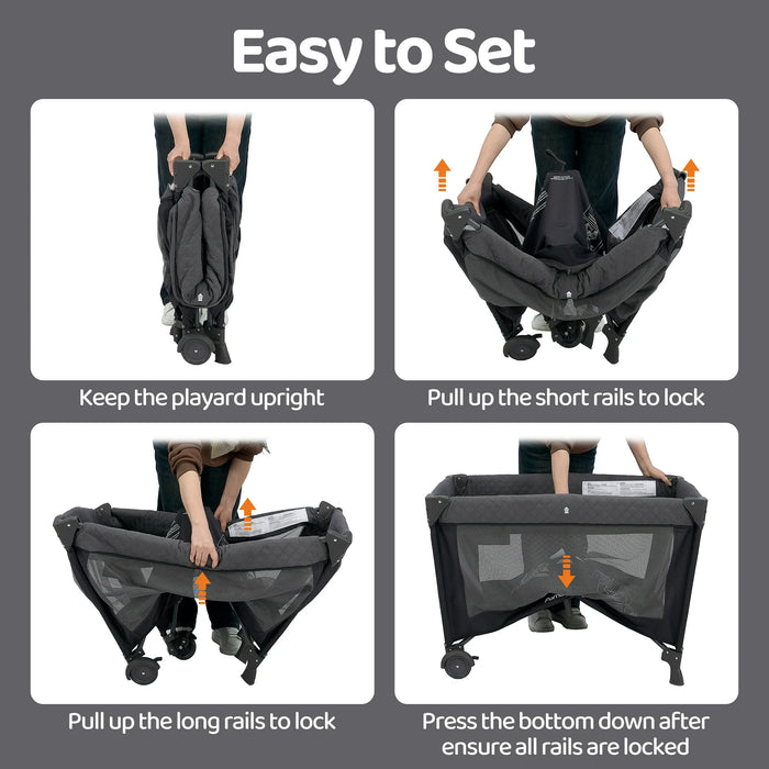 PAMO BABE UNISEX NURSERY CENTER BABY PLAYARD WITH BASSINET & CHANGING TABLE, NEWBORN PLAYPEN PAMO BABE