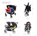 FAMILIDOO H4E QUAD STROLLER WITH DOUBLE CANOPY RAIN COVER, 4 SEAT BABY STROLLER WITH ALL RECLINING SEATS - 4 SEATER STROLLER WITH 5-POINT HARNESS