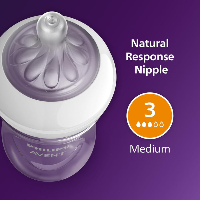 PHILIPS AVENT NATURAL BABY BOTTLES WITH NATURAL RESPONSE NIPPLES (MEDIUM FLOW, FLOW 3), 9OZ, 2-PACK BABY BOTTLE AVENT