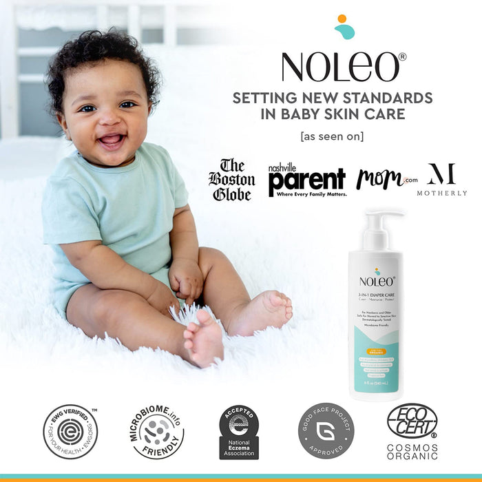 NOLEO 3-IN-1 - Diaper Rash Cream - EWG Verified Diaper Rash Treatment Cream > Baby Wipes > Liniment > Organic Baby Wipes > Baby Lotion > Cloth Diaper Safe Rash Cream M4A