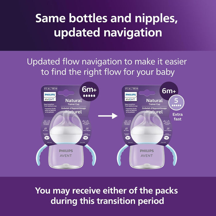 PHILIPS AVENT NATURAL TRAINER CUP WITH EXTRA FAST FLOW NATURAL RESPONSE NIPPLE (FLOW 5) AND SOFT SPOUT, 5OZ BOTTLE ACCESORIES AVENT
