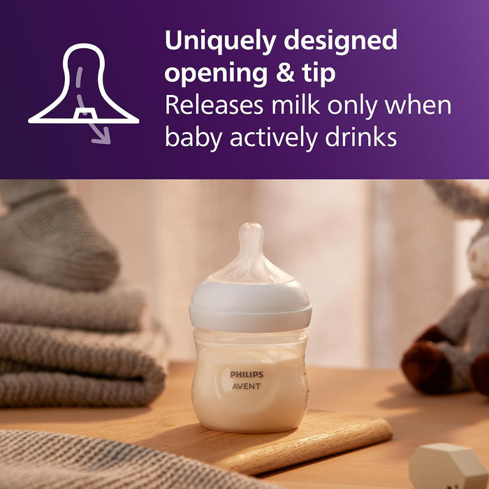 PHILIPS AVENT NATURAL BABY BOTTLES WITH NATURAL RESPONSE NIPPLES (SLOW FLOW, FLOW 2), 4OZ, 2-PACK BABY BOTTLE AVENT