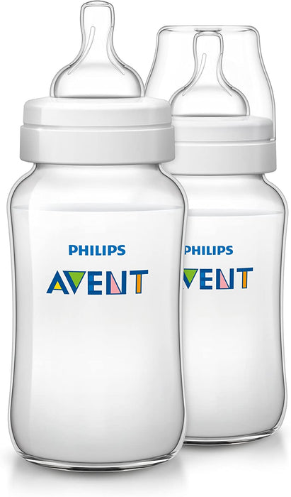 PHILIPS AVENT ANTI-COLIC BABY BOTTLES, 11OZ, WITH FLOW 3 NIPPLES, 3M+, 2PK FEEDING AVENT