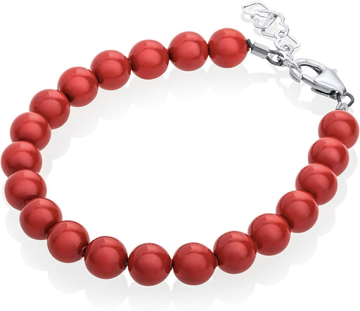 CRYSTAL DREAM RED CORAL PEARLS 3MM BRACELET