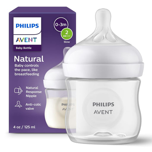 PHILIPS AVENT NATURAL BABY BOTTLE WITH NATURAL RESPONSE NIPPLE (SLOW FLOW, FLOW 2) FEEDING AVENT