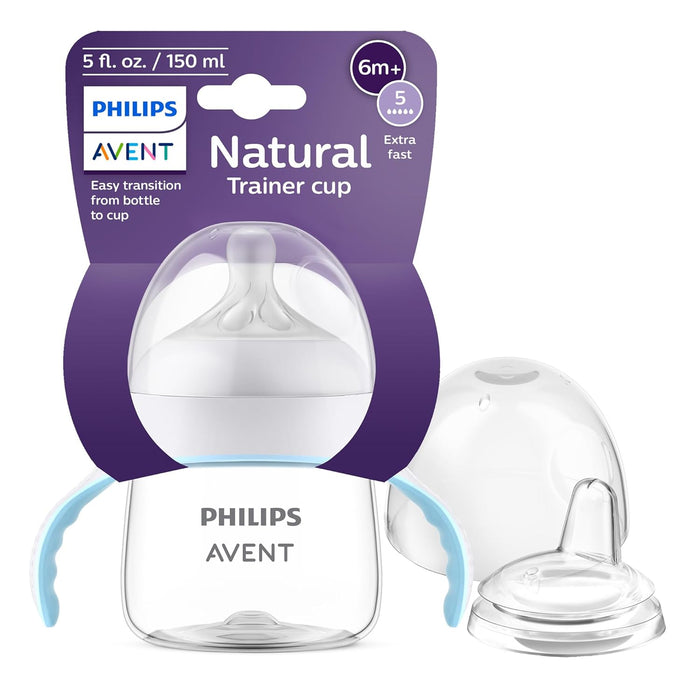 PHILIPS AVENT NATURAL TRAINER CUP WITH EXTRA FAST FLOW NATURAL RESPONSE NIPPLE (FLOW 5) AND SOFT SPOUT, 5OZ BOTTLE ACCESORIES AVENT
