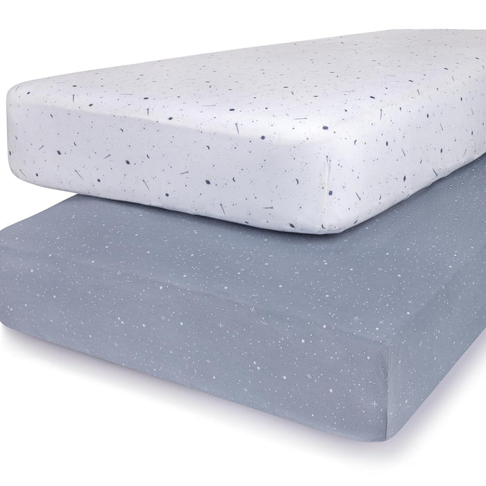 ELY`S & CO. WATERPROOF CHANGING PAD COVER / CRADLE SHEET -2 PACK - CELESTIAL PRINT