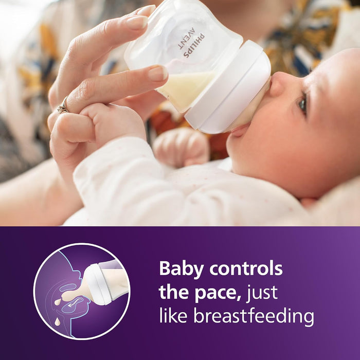 PHILIPS AVENT NATURAL BABY BOTTLES WITH NATURAL RESPONSE NIPPLES (SLOW FLOW, FLOW 2), 4OZ, 2-PACK BABY BOTTLE AVENT
