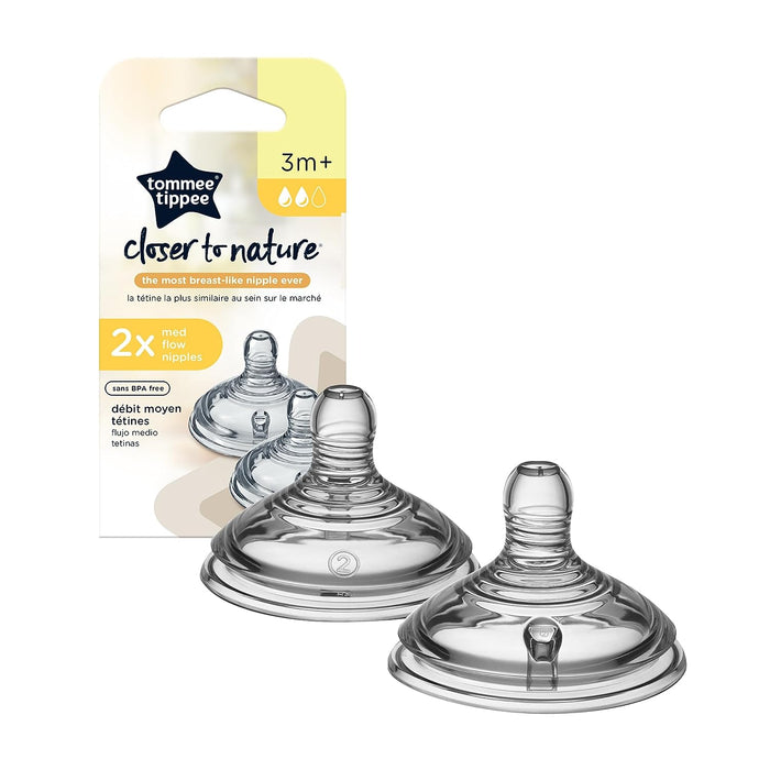 TOMMEE TIPPEE CLOSER TO NATURE NIPPLES - MED FLOW - 2 PK