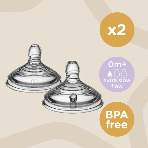 TOMMEE TIPPEE CLOSER TO NATURE NIPPLES - EXTRA SLOW FLOW - 2 PK