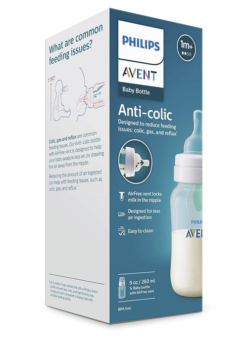 PHILIPS AVENT ANTI-COLIC BABY BOTTLE WITH AIRFREE VENT, 9OZ, SCY703/91, 1PK FEEDING AVENT