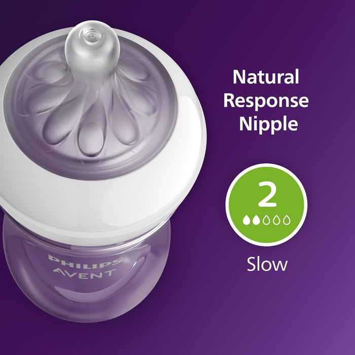 PHILIPS AVENT NATURAL BABY BOTTLES WITH NATURAL RESPONSE NIPPLES (SLOW FLOW, FLOW 2), 4OZ, 2-PACK BABY BOTTLE AVENT