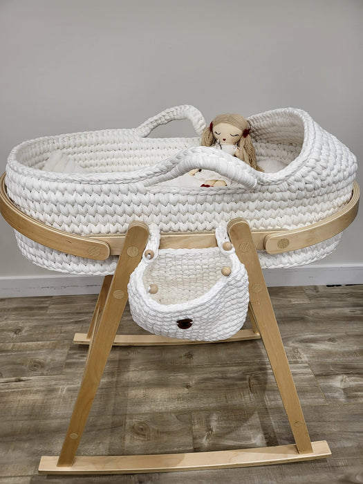 BABY Z MOSES BASKET CRADLE WITH ROCKING FRAME BASSINET BABY Z